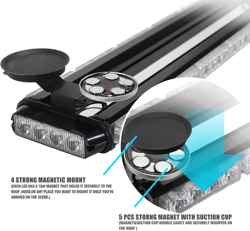 Vista 6 de WINECO - Barra de luces estroboscópicas LED ámbar de 29.5" para techo, doble cara intermitente, luz de emergencia, señal de peligro, advertencia