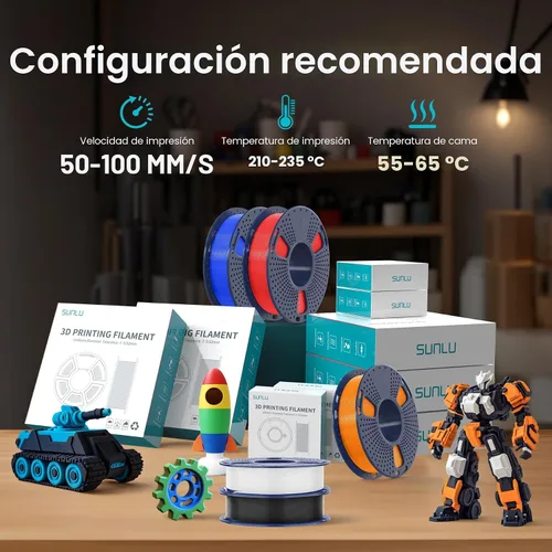 Vista 5 de SUNLU - Filamento PLA Plus para impresora 3D, 1.75 mm, bobina de 1 kg (2.2 lb), enrollado de forma ordenada, precisión dimensional ±0.02 mm