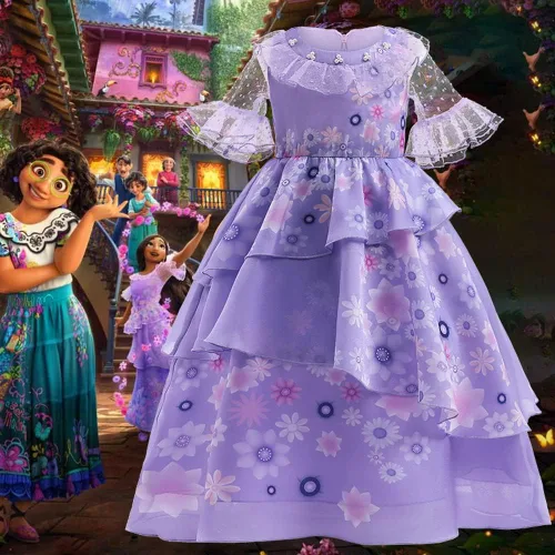 Vista 3 de Sokurdeg Kids Isabella Dress Mirabel Costume Halloween Princess Cosplay Dress Up For Girls