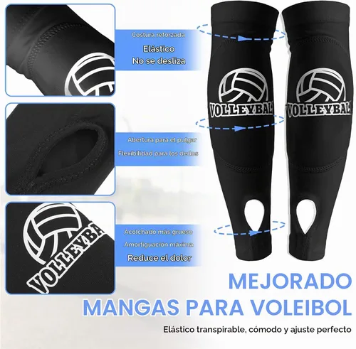 Vista 2 de Abeillo Mangas de voleibol para brazos, mangas de antebrazo con almohadillas de espuma de protección y orificio para el pulgar, mangas acolchadas