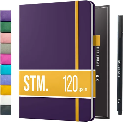Vista 55 de Cuaderno de cuadrícula de puntos con viñetas Cuadernos diarios A5 para escritura personal, trabajo, mujeres papel grueso de 120gsm, tapa dura