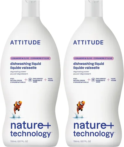 Vista 18 de ATTITUDE Jabón para platos, verificado por EWG, líquido para lavar platos a base de plantas y vegano, derivado de forma natural, ralladura