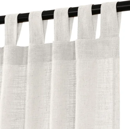 Vista 11 de Turquoize Cortinas traslúcidas de lino natural con pestaña superior de 63 pulgadas, cortinas filtrantes de luz y cortinas para sala de estar Marfil
