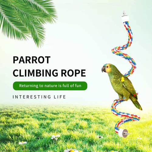 Vista 2 de Perca para pájaros, perca de cuerda para pájaros y percha de cuerda, perchas para pájaros para jaula, perca de cuerda para conures, loros, cacatúa