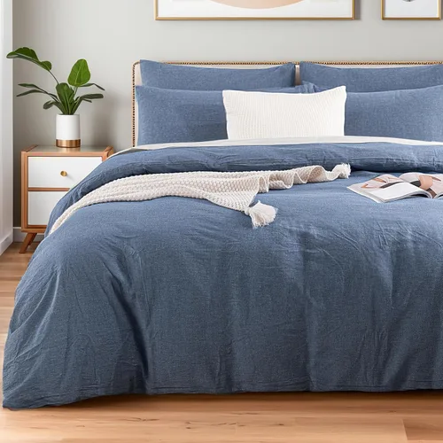 Vista 58 de NEXHOME PRO Funda de edredón Twin XL 100% algodón lavado, transpirable, duradera, texturizada, similar al lino, juego de ropa de cama para el hogar
