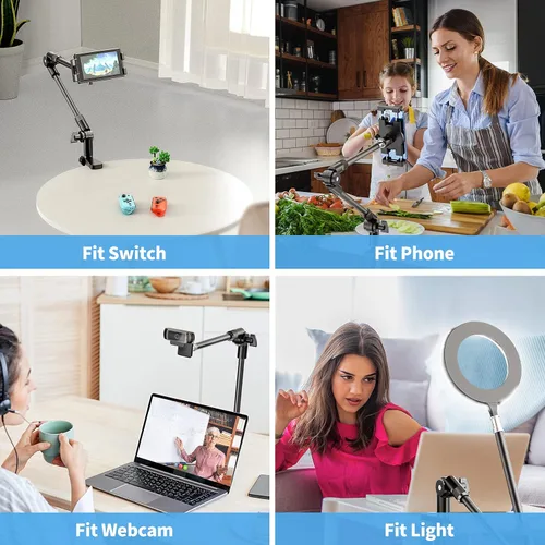 Vista 3 de KDD Soporte para tableta, soporte de teléfono iPad de ajuste, soporte de cámara web de brazo largo de 27 pulgadas para escritorio, apto