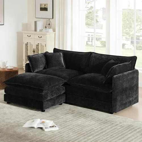 Vista 24 de GNIXUU Sofá modular de 76 pulgadas, sofá biplaza beige de 2 plazas, cómodos asientos de felpilla de 25 pulgadas de profundidad con 2 almohadas