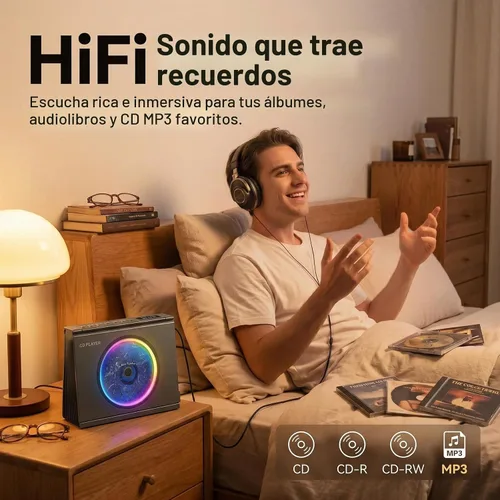 Vista 2 de Gueray Reproductores portátiles de CD Bluetooth del reproductor de CD para Negro