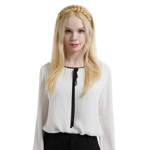Vista 6 de Diadema Ancha Trenzada Aro Accesorios de Moda para el Cabello Banda Elástica Antideslizante para Mujeres y Niñas (Color Bronce Antiguo)