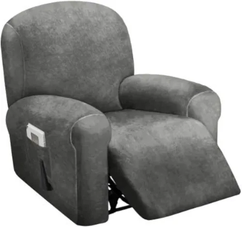 Vista 11 de ULTICOR Funda reclinable de terciopelo para sofá reclinable de 4 piezas, 1 asiento, fundas elásticas de terciopelo para sofá reclinable de 1 cojín