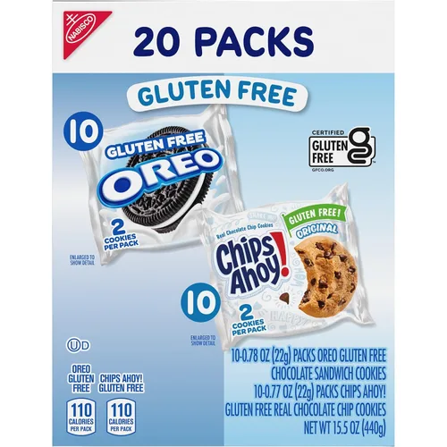 Vista 14 de OREO Galletas Sándwich de Chocolate y CHIPS AHOY! Galletas con Chispas de Chocolate Sin Gluten Paquete Variado de Galletas, 20 Paquetes de Snacks