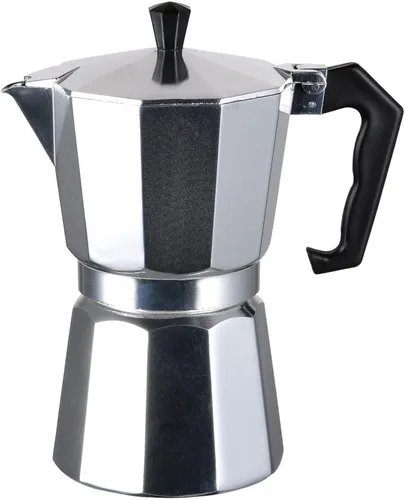 Vista 11 de J&V TEXTILES Cafetera de café y café para estufa, olla moka para café clásico italiano y cubano, cafetería (3 tazas)