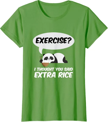 Vista 58 de ¿Ejercicio? I Thought You Said Extra Rice Panda Gift T-Shirt, Negro, S