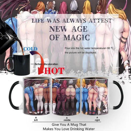 Vista 2 de Taza de café divertida, regalos de elefante blanco para adultos, taza de café de belleza de anime, taza que cambia de color (11 onza), regalos
