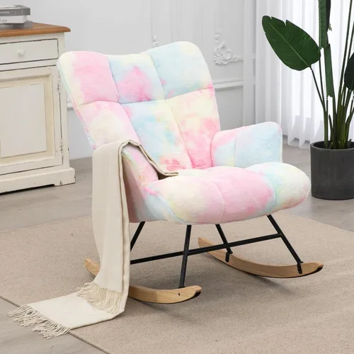 Vista 20 de Mecedora para guardería, silla deslizante para interiores, cómodas sillas de lactancia compactas para espacios pequeños, sala de estar, aula Negro