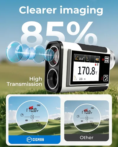 Vista 5 de Telémetro de Golf con Pendiente, CIGMAN 1312 Yardas Telémetro de Golf, Pantalla Táctil Externa a Color de 2.4 Pulgadas, Vibración de Bloqueo