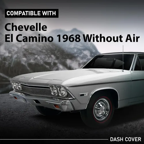 Vista 2 de GRAND ORANGE Cubierta de bisel del panel de instrumentos del tablero Compatible con Chevy Chevelle El Camino 1968 Sin aire Negro