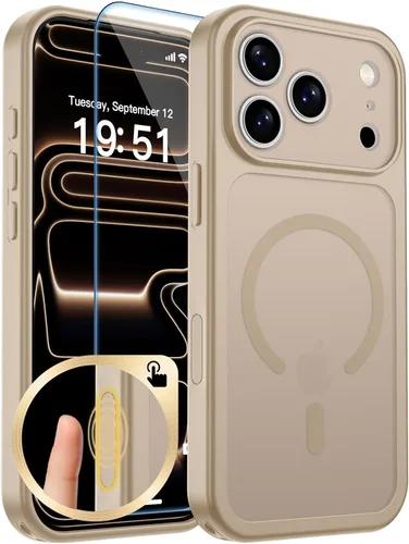 Vista 253 de zapica Funda magnética para iPhone Air, con protector de pantalla de vidrio templado, compatible con MagSafe, translúcida mate, a prueba de golpes