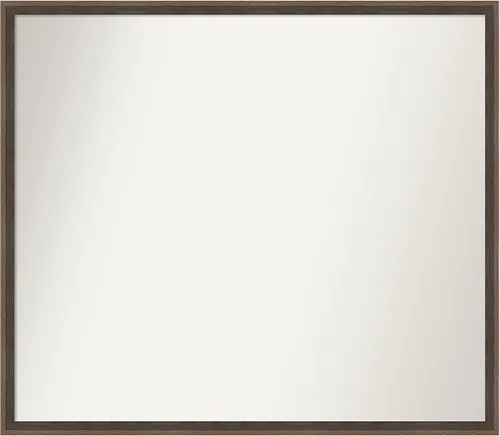 Vista 58 de Amanti Art Brown Bathroom Mirror for Over Sink, 21x33 Custom Made Hardwood Wedge Mocha Rectangle Vanity Mirror, Large Modern Wood Frame, Hangs