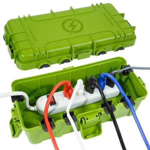 Vista 8 de Caja eléctrica mediana para exteriores (11.6 x 5.2 x 4.1 pulgadas), cubierta de cable de extensión impermeable IP54 con entrada de 6 cables, caja