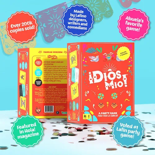 Vista 8 de Dios Mio! Juego de fiesta latina - 275 cartas en inglés y español para latinos, mayores de 17 años y 2+ jugadores 275 cartas en inglés