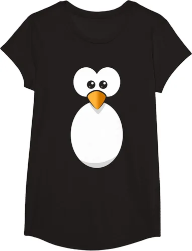 Vista 3 de Camiseta divertida con diseño de cara de pingüino o disfraz fácil, color negro, talla S