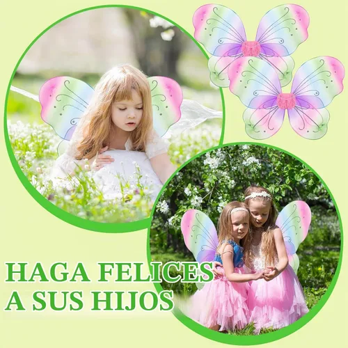 Vista 6 de Chivao Fairy Wings Butterfly Girl Halloween Costume