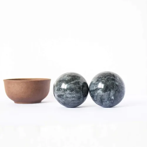 Vista 6 de Bolas de Baoding chinas, color gris oscuro, para ejercicio de salud, bolas de mano para el estrés, bolas de mármol para medicina china natural