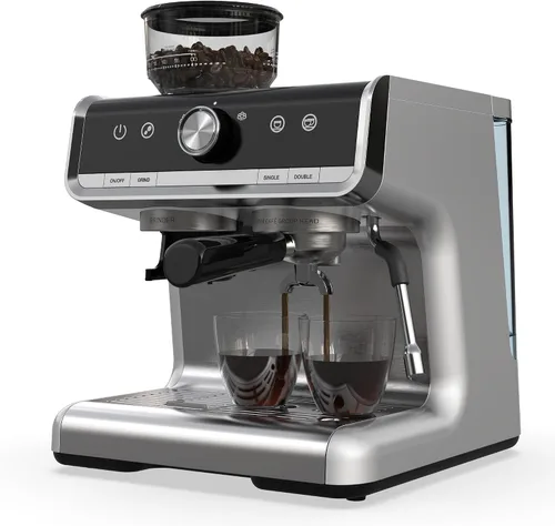 Vista 9 de Máquina de café espresso súper automática de 20 barras con espumador de leche, cafetera de café helado de grano a taza totalmente automática de café