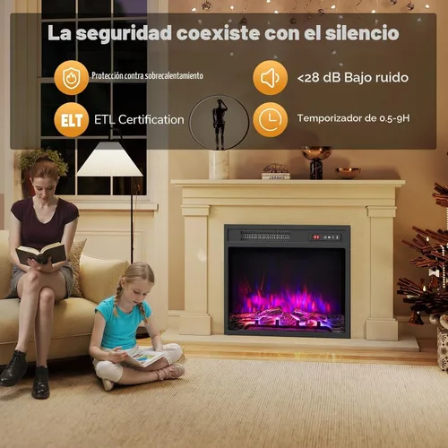 Vista 7 de Tangkula Inserto de chimenea eléctrica de 18 pulgadas, con control remoto, colores de llama ajustables y brillo, protección contra