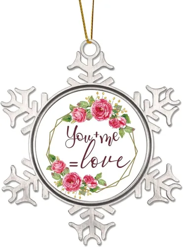 Vista 9 de Corona de flores florales Life is Sweet Adorno de copo de nieve de metal para árbol de Navidad, decoración colgante de árbol de Navidad, divertido