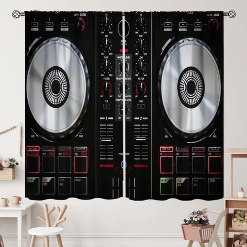 Vista 33 de Cortinas de jazz para mujer americana, estilo grunge, estilo grunge, con bolsillo para barra, para dormitorio, sala de estar, decoración