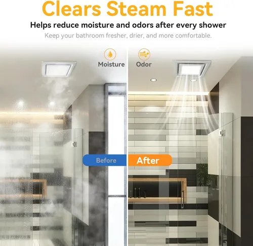 Vista 5 de Extractor de baño con ventilador de ventilación LED de 145 CFM