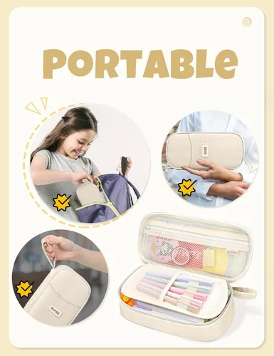 Vista 5 de Estuche Lindo para Lápices SUNEE, Funda Estética para Bolígrafos, Bolsa Grande para Lápices de Color con Cremallera, Almacenamiento y Organizador