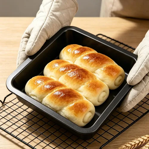 Vista 4 de Tissting 2 moldes rectangulares para tartas de 8.9 x 8.9 x 1.8 pulgadas (8.9 x 8.9 x 1.8 in), antiadherentes para pasteles, brownies, lasaña