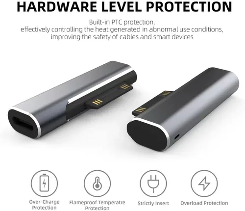 Vista 3 de Adaptador de Carga Surface a USB-C, DC15V 102W Tipo C Hembra a Surface Macho para Microsoft Pro7/6/5/4 Surface Laptop 3/2/1, Surface Go, Surface Book