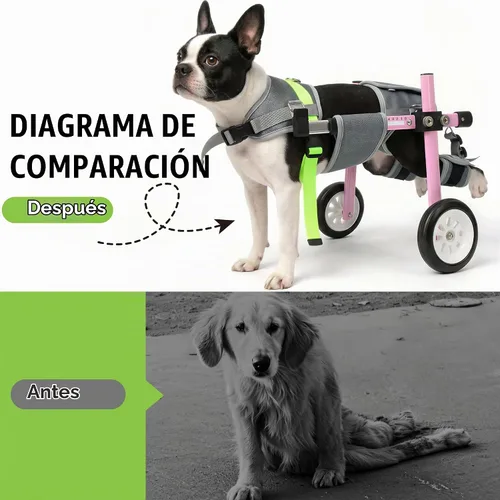 Vista 2 de Silla de ruedas ligera para perros para patas traseras, carrito