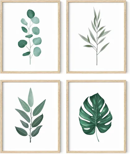 Vista 31 de HAUS AND HUES Arte de pared floral gris, juego de 4 pósteres de plantas para pared vintage, impresiones botánicas, cuadros de flores en blanco