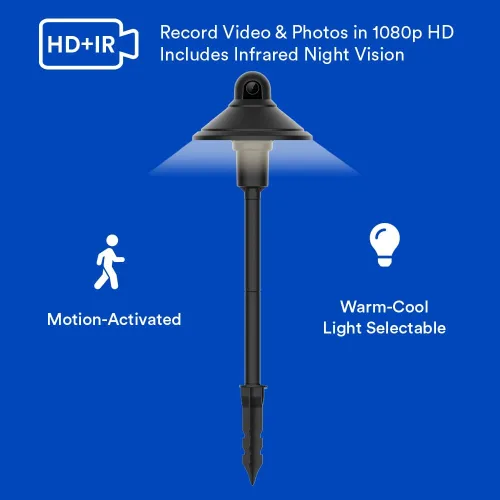 Vista 7 de Luz de camino inteligente 2 en 1 con cámara de seguridad, visión nocturna a color de 1080P, gran angular de 100°, detección de movimiento, sin