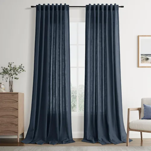 Vista 96 de Joywell - Cortinas de lino de 96 pulgadas de largo para sala de estar Natural