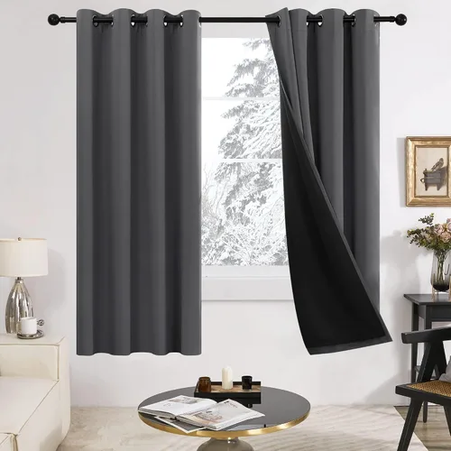 Vista 44 de Deconovo cortinas blackout 100 % con forro totalmente negro con aislamiento térmico de doble capa, oscurecimiento de la habitación, ahorro