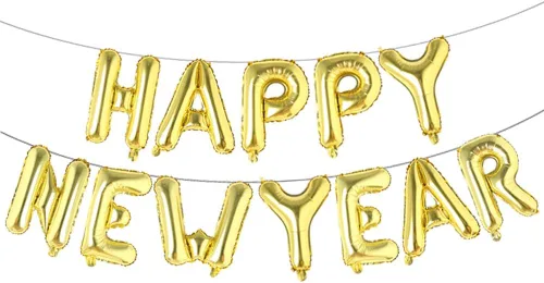 Vista 9 de Cartel de Feliz Año Nuevo de 16 pulgadas - Globo de aluminio 2021 para decoración de fiestas, suministros de celebración (negro)