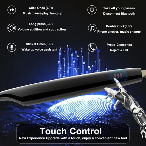 Vista 5 de Anteojos Inteligentes con Traducción de 140 Idiomas, Anteojos Inteligentes Bluetooth con AI, Lentes que Cambian de Color, Parlantes, Perfectos