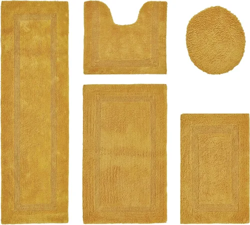Vista 331 de Better Trends - Juego de 2 alfombras de baño 100% algodón, extra suaves, con borlas, de 17" x 24", alfombra de baño superabsorbente y reversible