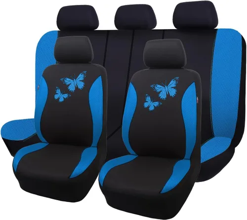 Vista 16 de Flying Banner - Juego completo de fundas para asiento de automóvil Butterfly, estilo universal de moda para mujer, para banco trasero (divisible)