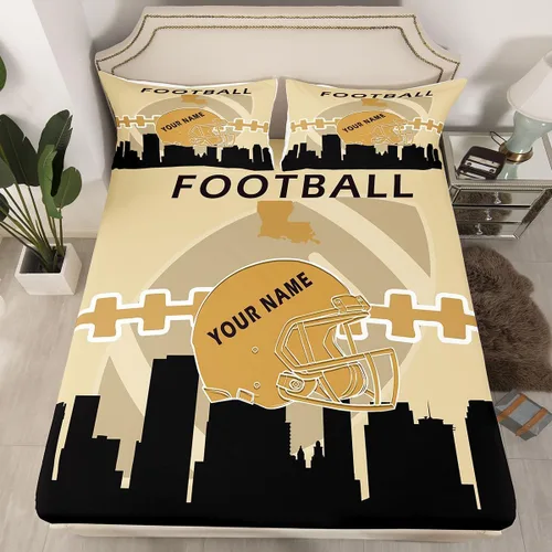 Vista 20 de Erosebridal Juego de sábanas bajeras personalizadas de fútbol americano para niños y niñas, juego de cama de jugadores de fútbol, juego de ropa