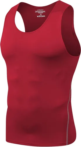 Vista 17 de Audoc Camiseta de compresión para hombre, paquete de 3 unidades, color negro, camiseta sin mangas de compresión atlética