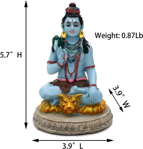 Vista 6 de BangBangDa Estatua hindú de Dios Señor Shiva – 5.7 pulgadas de alto Ídolo indio Murti Shiva para la oficina en casa, templo mandir, sala de oración