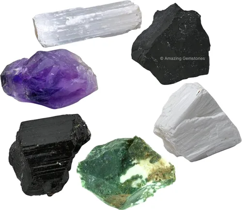 Vista 34 de Amazing Gemstone Cristales para manifestación de ansiedad, juego de 6 cristales curativos de amatista, sodalita, labradorita, angelita, granate