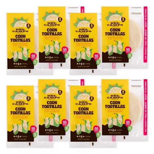Vista 10 de Del Campo Tortillas de maíz suaves, Bolsa redonda de 6 in, 1 lb lb. Auténtica comida mexicana de maíz 100 % natural, sin gluten Opciones